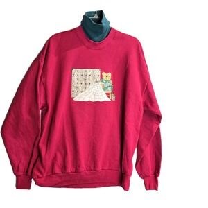 Gopher XL Vintage Teddy Bear Sweater Red Green Grannycore Quit 90's